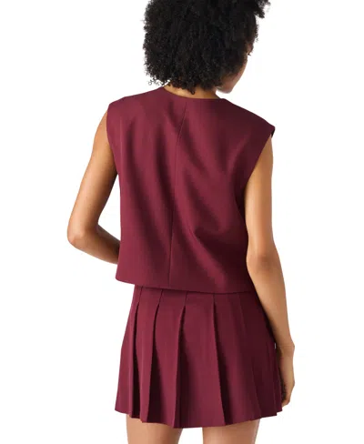 Steve Madden Women's Alessa Sleeveless Crew Neck Top In Burgundy