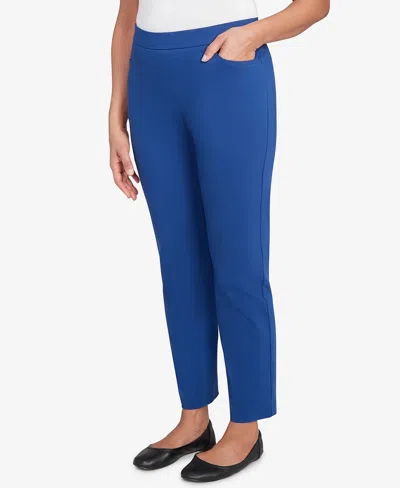 Alfred Dunner Women's Classic Allure Fitted Stretch Medium Length Pants In Blue