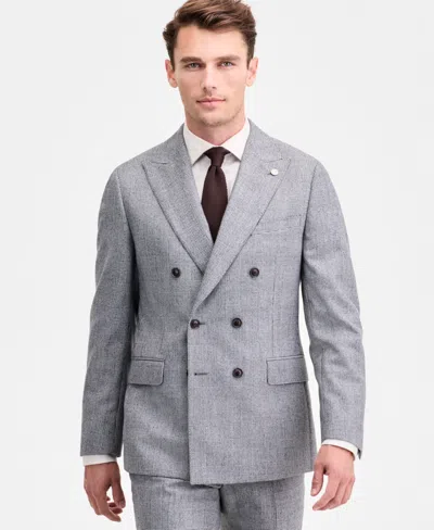 Ted By Ted Baker Men's Modern-fit Black & White Wool-blend Double-breasted Suit Separate Jacket In Multi