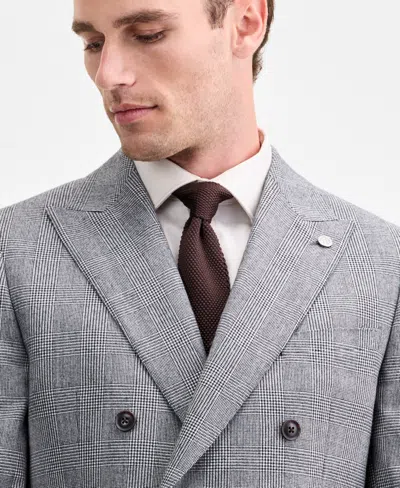 Ted By Ted Baker Men's Modern-fit Black & White Wool-blend Double-breasted Suit Separate Jacket In Multi