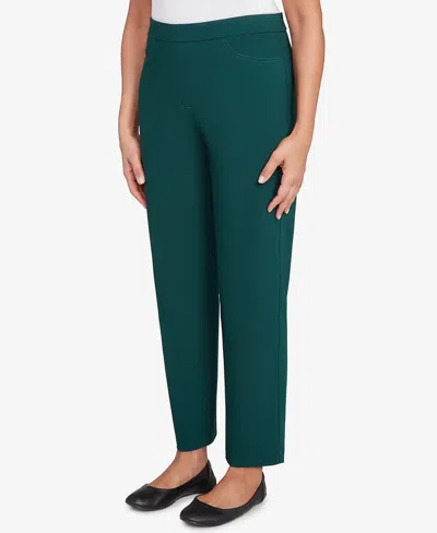 Alfred Dunner Women's Classic Allure Fitted Stretch Medium Length Pants In Green