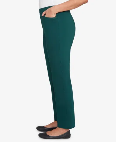 Alfred Dunner Women's Classic Allure Fitted Stretch Medium Length Pants In Green