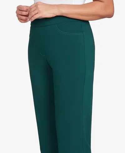 Alfred Dunner Women's Classic Allure Fitted Stretch Medium Length Pants In Green