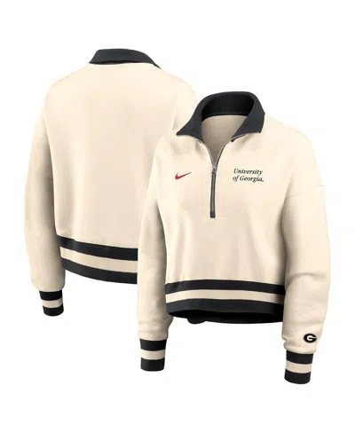 Nike Auburn Legacy  Women's College Cropped 1/4-zip Crew In Neutral