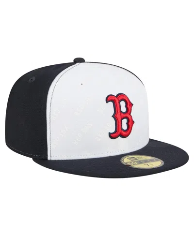 New Era Men's White/navy Boston Red Sox Repeat 59fifty Fitted Hat In White