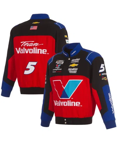 Jh Design Men's Black/red Kyle Larson Valvoline Full-snap Twill Uniform Jacket In Multi