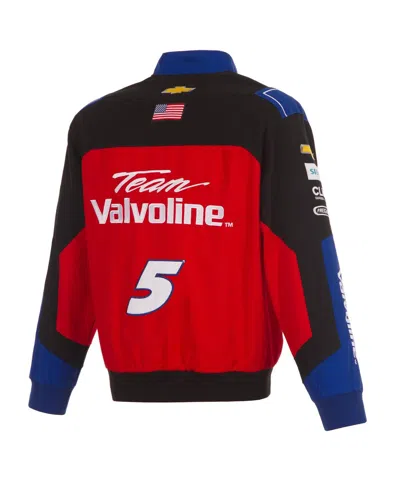 Jh Design Men's Black/red Kyle Larson Valvoline Full-snap Twill Uniform Jacket In Multi