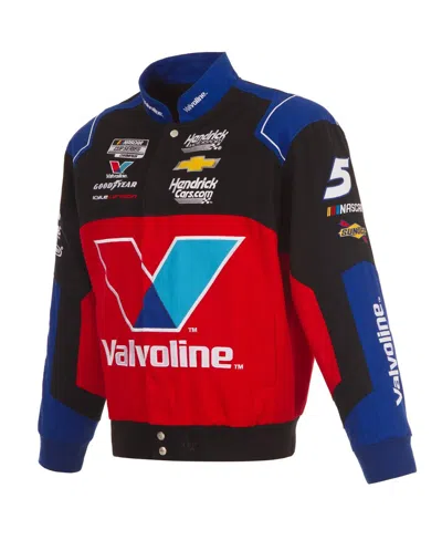Jh Design Men's Black/red Kyle Larson Valvoline Full-snap Twill Uniform Jacket In Multi