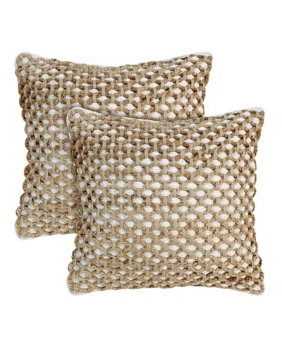 Boho Living Jada Jute 2-pc. Decorative Pillows Set, 18" X 18" In White