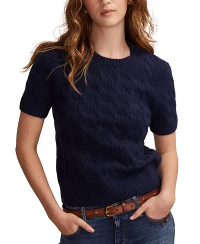 Lucky Brand Women's Cloud Soft Cable Sweater T-shirt In Blue