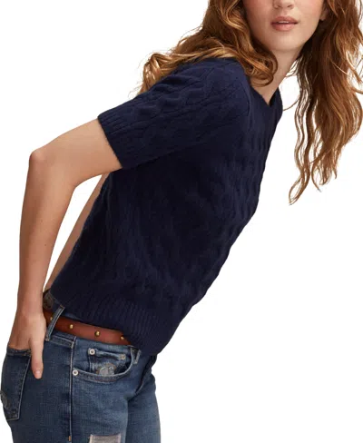 Lucky Brand Women's Cloud Soft Cable Sweater T-shirt In Blue