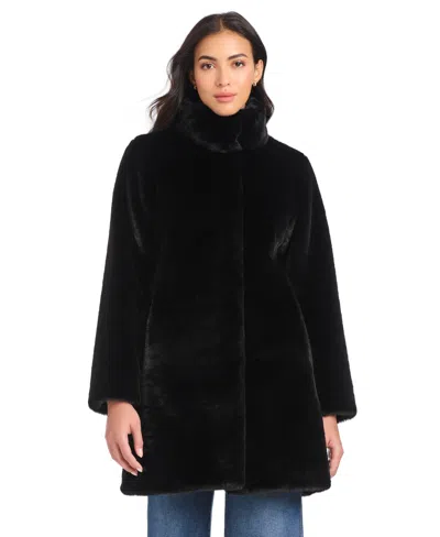 Jones New York Women's Collared Faux-fur Coat In Black