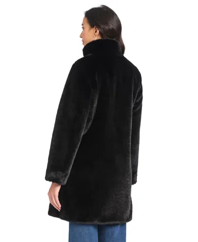 Jones New York Women's Collared Faux-fur Coat In Black