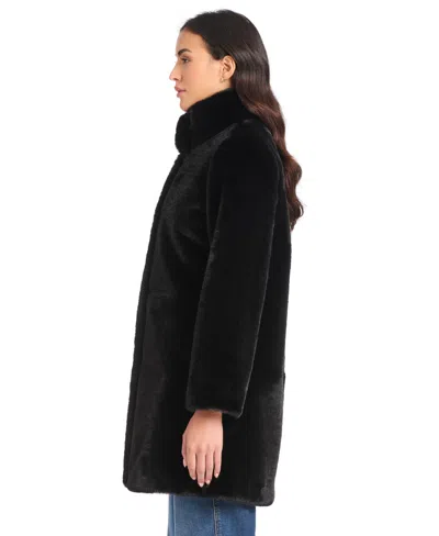 Jones New York Women's Collared Faux-fur Coat In Black
