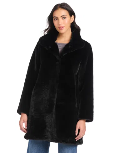 Jones New York Women's Collared Faux-fur Coat In Black