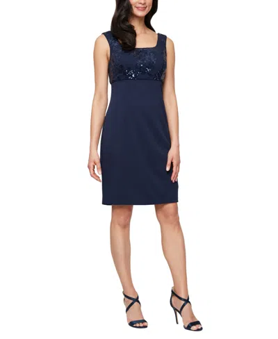 Alex Evenings 81961003 Short Mother Of The Bride Sequin Jacket Dress In Blue