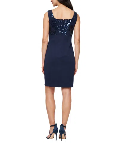 Alex Evenings 81961003 Short Mother Of The Bride Sequin Jacket Dress In Blue