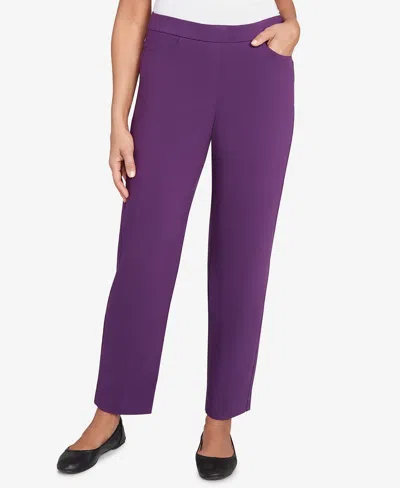 Alfred Dunner Women's Classic Allure Fitted Stretch Medium Length Pants In Purple