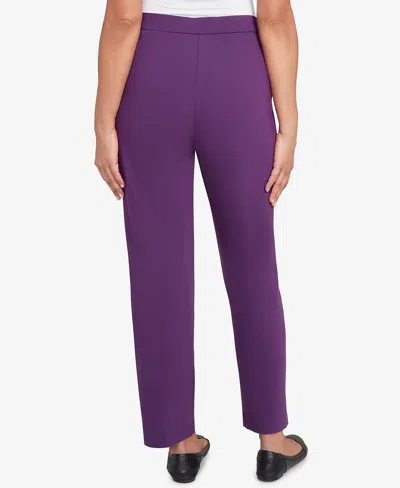 Alfred Dunner Women's Classic Allure Fitted Stretch Medium Length Pants In Purple
