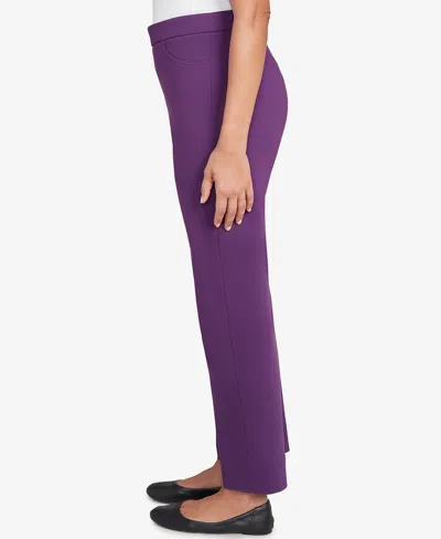 Alfred Dunner Women's Classic Allure Fitted Stretch Medium Length Pants In Purple