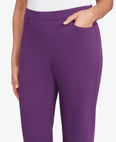 Alfred Dunner Women's Classic Allure Fitted Stretch Medium Length Pants In Purple