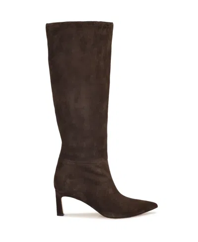 Nine West Lorthey Pointed Toe Knee High Boot In Brown