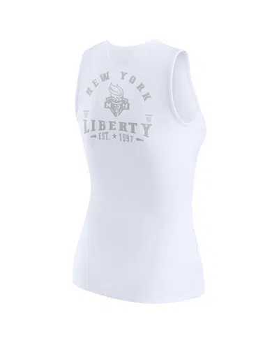 Wear By Erin Andrews White New York Liberty Rib-knit Henley Tank Top In White