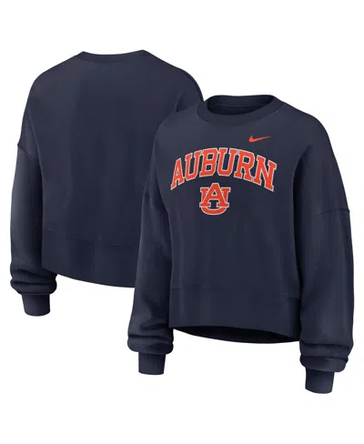 Nike Navy Auburn Tigers Oversized Phoenix Arch Pullover Sweatshirt In Blue