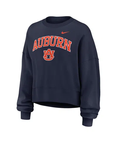 Nike Navy Auburn Tigers Oversized Phoenix Arch Pullover Sweatshirt In Blue