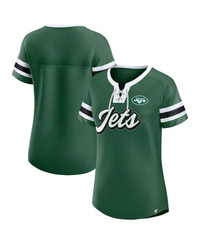 Fanatics Women'sâ Dark Green New York Jets Athena Lace-up Top In Green