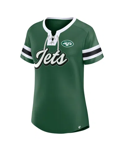 Fanatics Women'sâ Dark Green New York Jets Athena Lace-up Top In Green