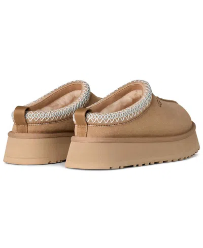 Ugg Tazz Wool-blend Fleece-lined Embroidered Suede Platform Slippers In Brown