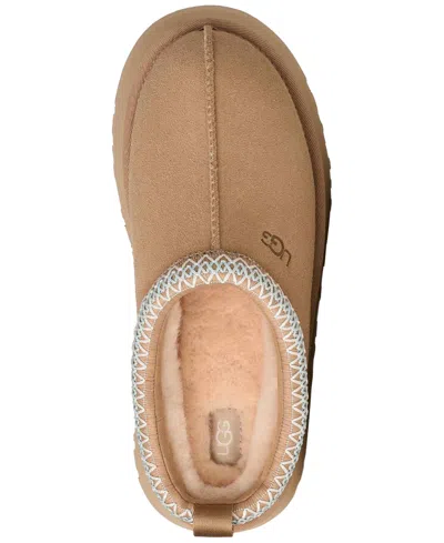 Ugg Tazz Wool-blend Fleece-lined Embroidered Suede Platform Slippers In Brown