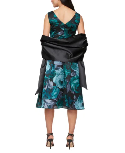 Alex Evenings 8192025 Short Printed Midi Length Cocktail Dress In Multi