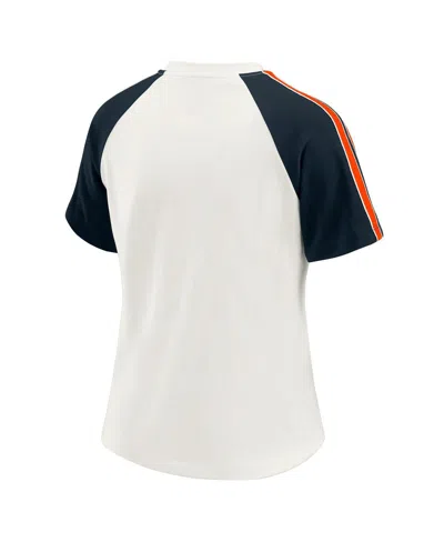 Wear By Erin Andrews Women's White Chicago Bears Sleeve Stripe Distressed Raglan T-shirt In White