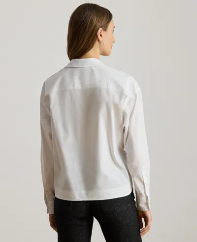 Ralph Lauren Women's Buckle-trim Cotton-blend Shirt In White