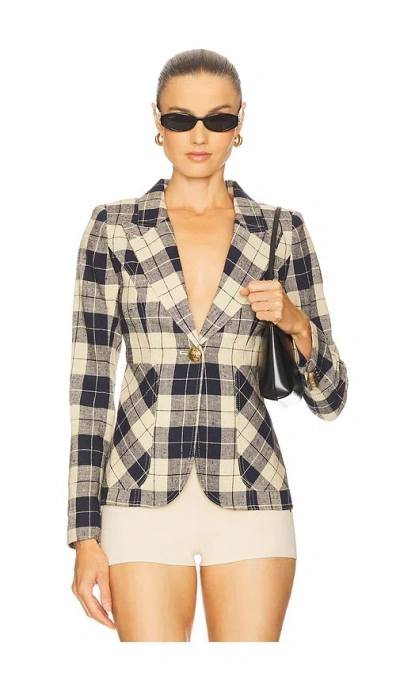 Smythe Duchess Plaid Patch Pocket Blazer In Blue