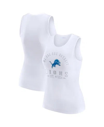 Wear By Erin Andrews Women's White Detroit Lions Ribbed Graphic Tank Top In White