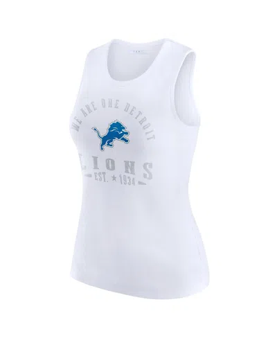 Wear By Erin Andrews Women's White Detroit Lions Ribbed Graphic Tank Top In White
