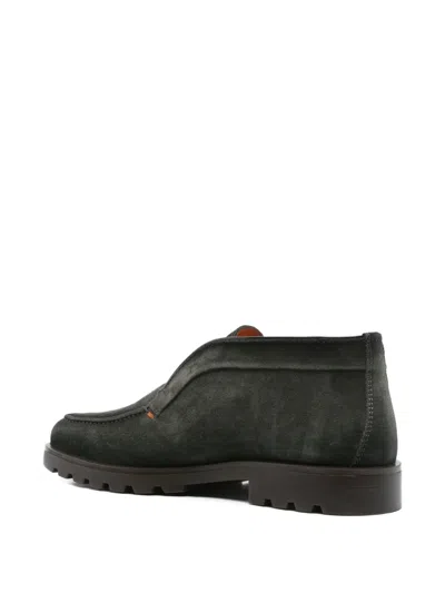 Santoni Suede Lace-up Shoes Rubber Sole In Black