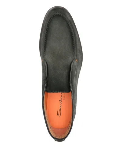 Santoni Suede Lace-up Shoes Rubber Sole In Black