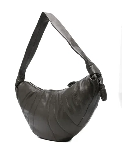 Lemaire Cross-body Bag With Adjustable Strap And Textured Finish In Gray