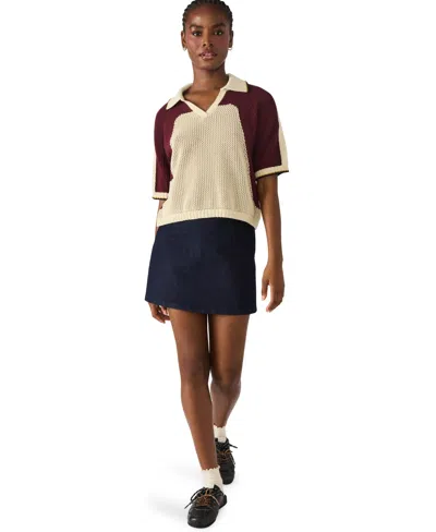 Steve Madden Women's Axon Short Sleeve Sweater In Neutral