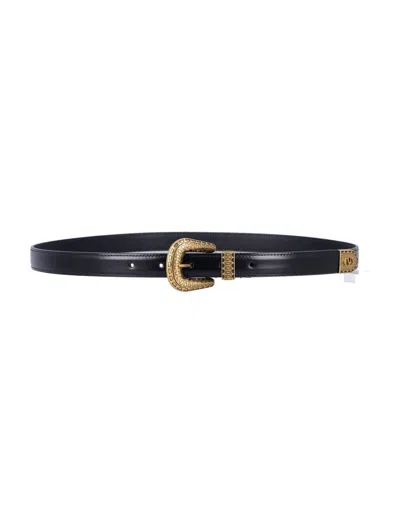 Valentino Garavani Black Vlogo Signature Brushed Calfskin Belt