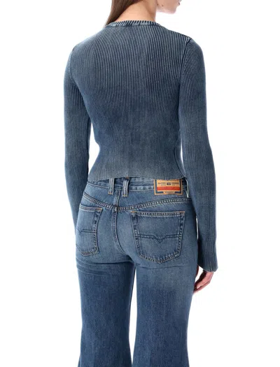 Diesel 'm-anchor-a' Knit Crop Top In Blue