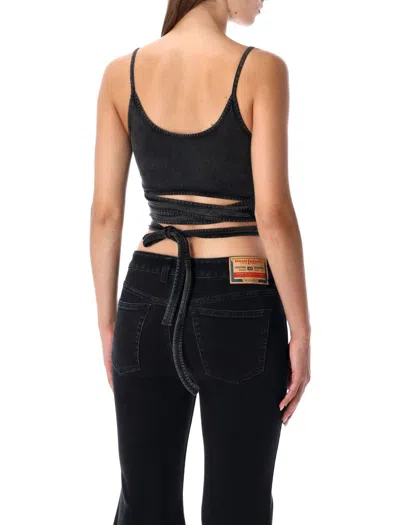 Diesel Womens 02a T-leya-tail Wrap-around Cotton-jersey Top In Black