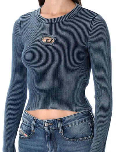 Diesel 'm-anchor-a' Knit Crop Top In Blue