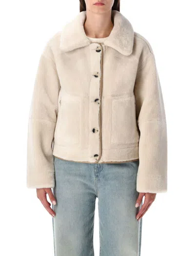 Urbancode Cream Reversible Jacket With Synthetic Sheepskin In Brown