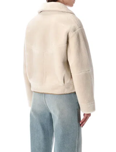 Urbancode Cream Reversible Jacket With Synthetic Sheepskin In Brown