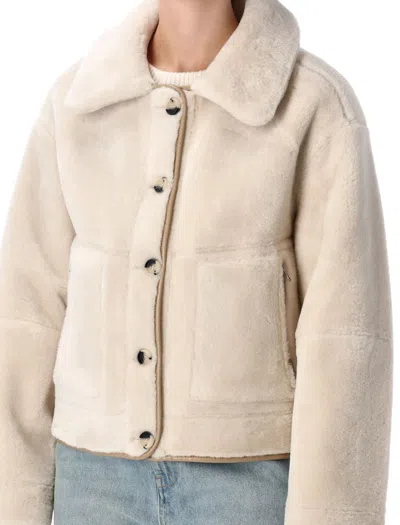 Urbancode Cream Reversible Jacket With Synthetic Sheepskin In Brown